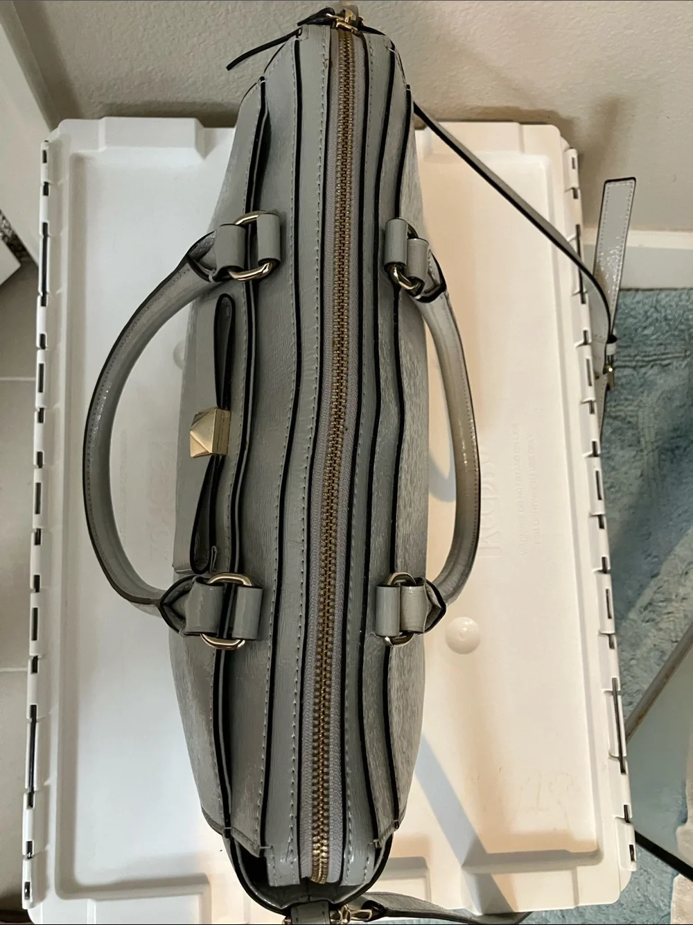 Kate Spade Gray Patent Leather Satchel L